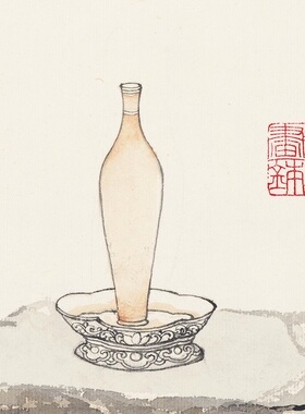夏荆山玉瓶观音图高清微喷古代国画绢复制品佛像工笔人物装饰画稿