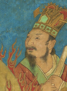 唐尉迟乙僧护国天王北方托塔天王高清微喷复制品佛像客厅装饰挂画