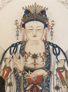 夏荆山 观音座像060 名家真迹艺术微喷复制品高清客厅装饰挂绘画