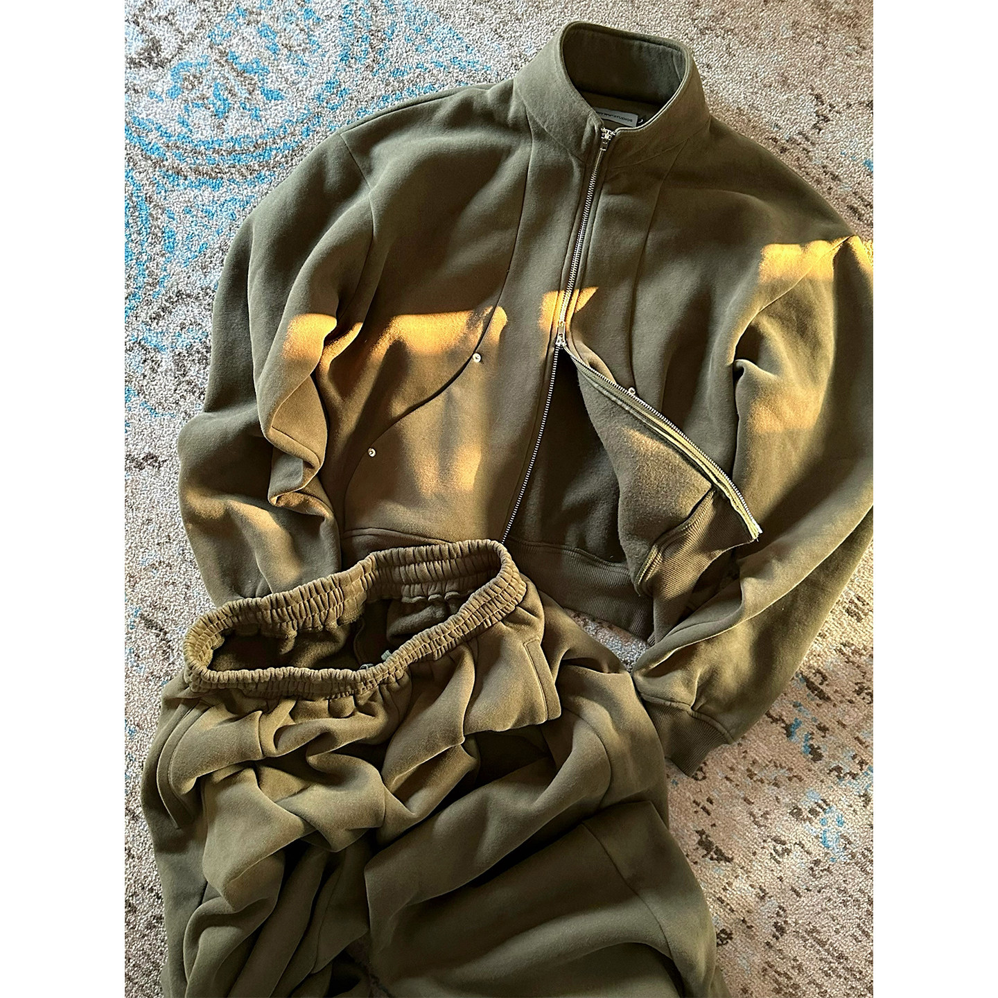 TRENDYWU 美式复古“格林”拼接加绒400克棉弯刀卫衣裤运动套装,淘宝优惠券,粉丝福利购,淘宝优惠卷