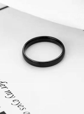 周书逸黑色戒指钛钢刻字情侣