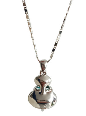 多彩水钻葫芦娃吊坠铜镀白金项链