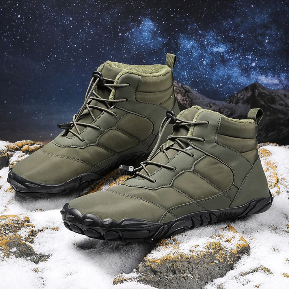 Winter Warm Hiking Boots Men Rubber Running Barefoot Shoes W - 图1