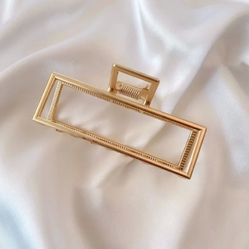 Fashion Gold Color Hollow Geometric Hair Clips Metal Hair Cl-图2