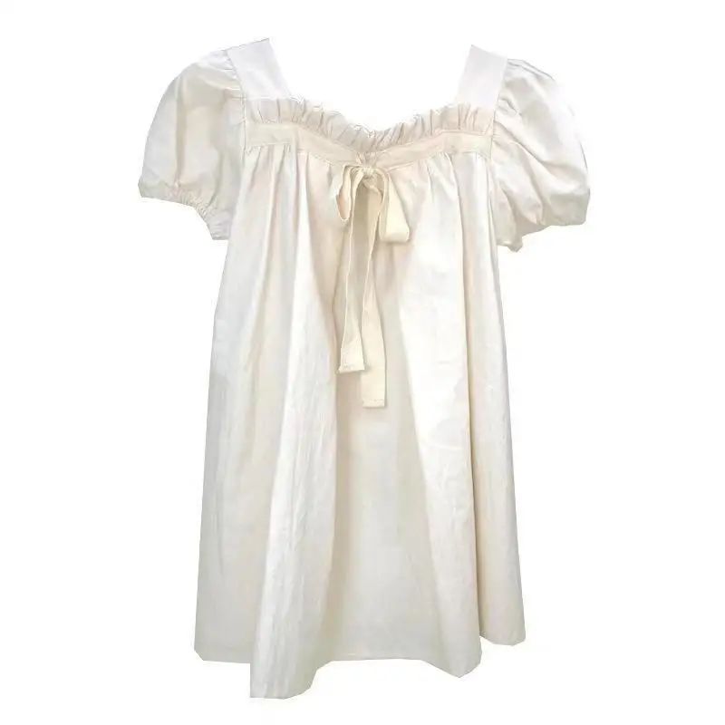 Summer New Baby Girl Puff Sleeve Square Collar Dress Cute Gi - 图3
