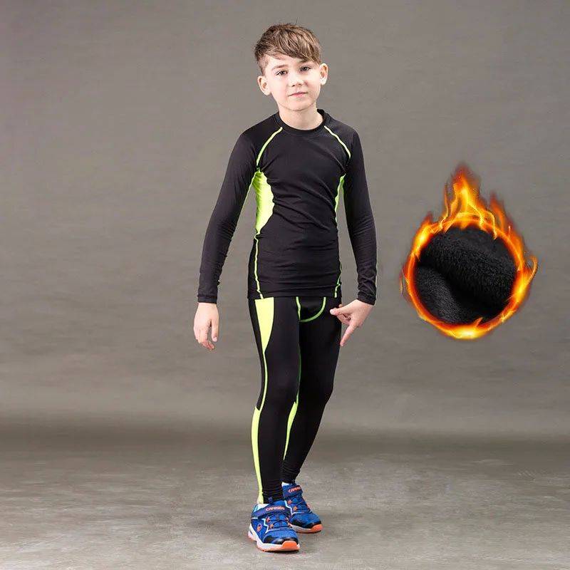 New Boys Thermal Underwear Set Children Plus Velvet Winter W - 图2