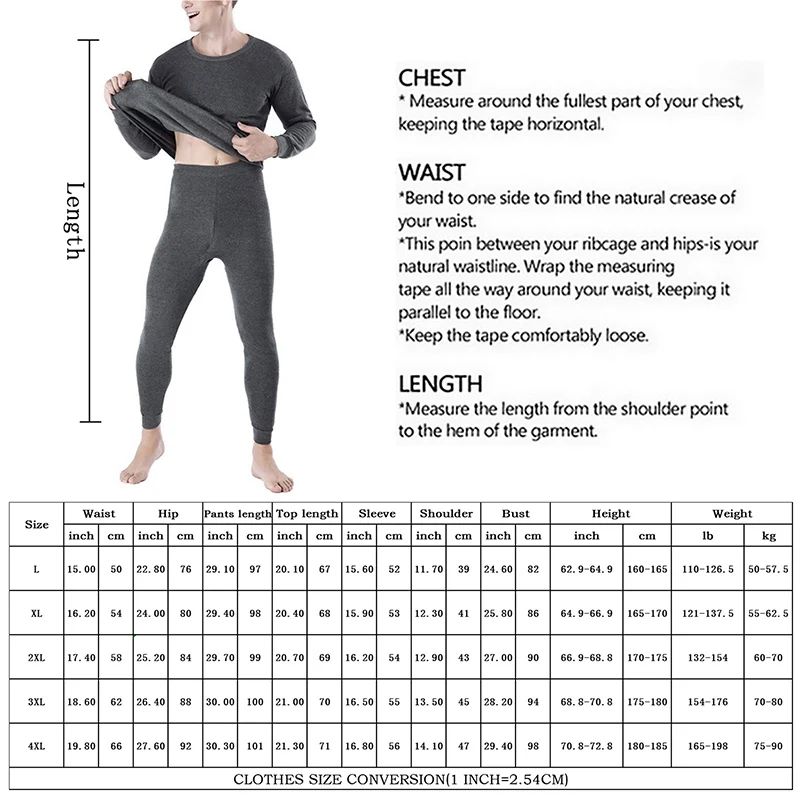 Thermal Underwear Set For Men Winter Thermos Underwear Long - 图2