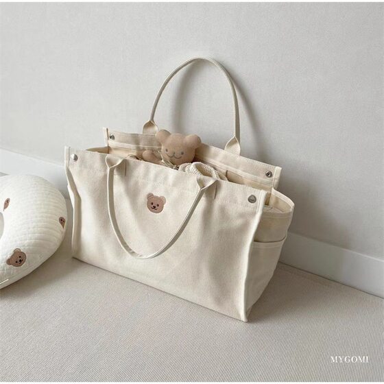 Korean ins mommy bag 2023 new multi-functional large-capacity outing mother and baby bag portable canvas mother and baby bag