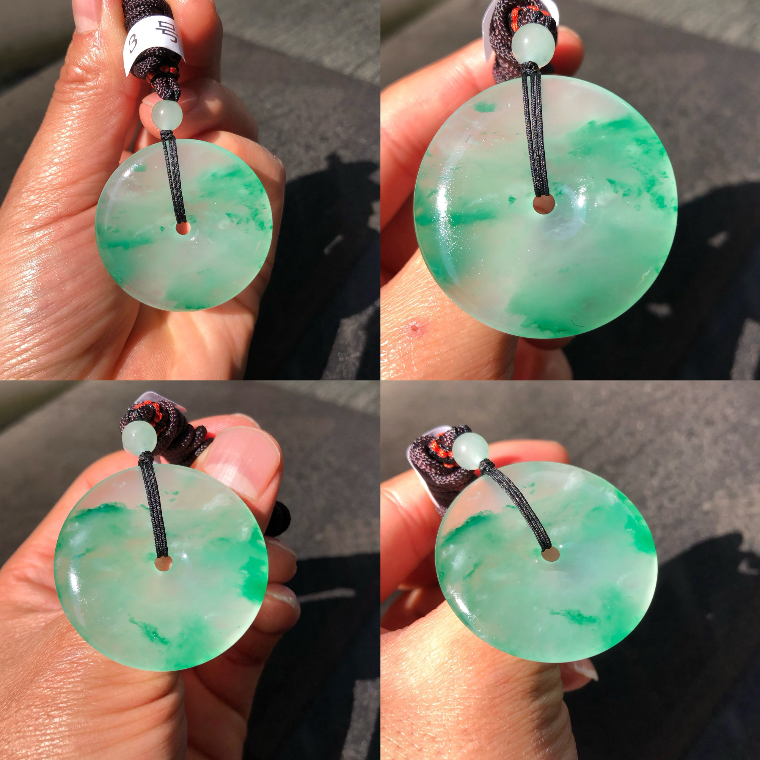 纯天然非洲翠高冰飘花老种老色玉石平安扣男女款项链吊坠挂件A货