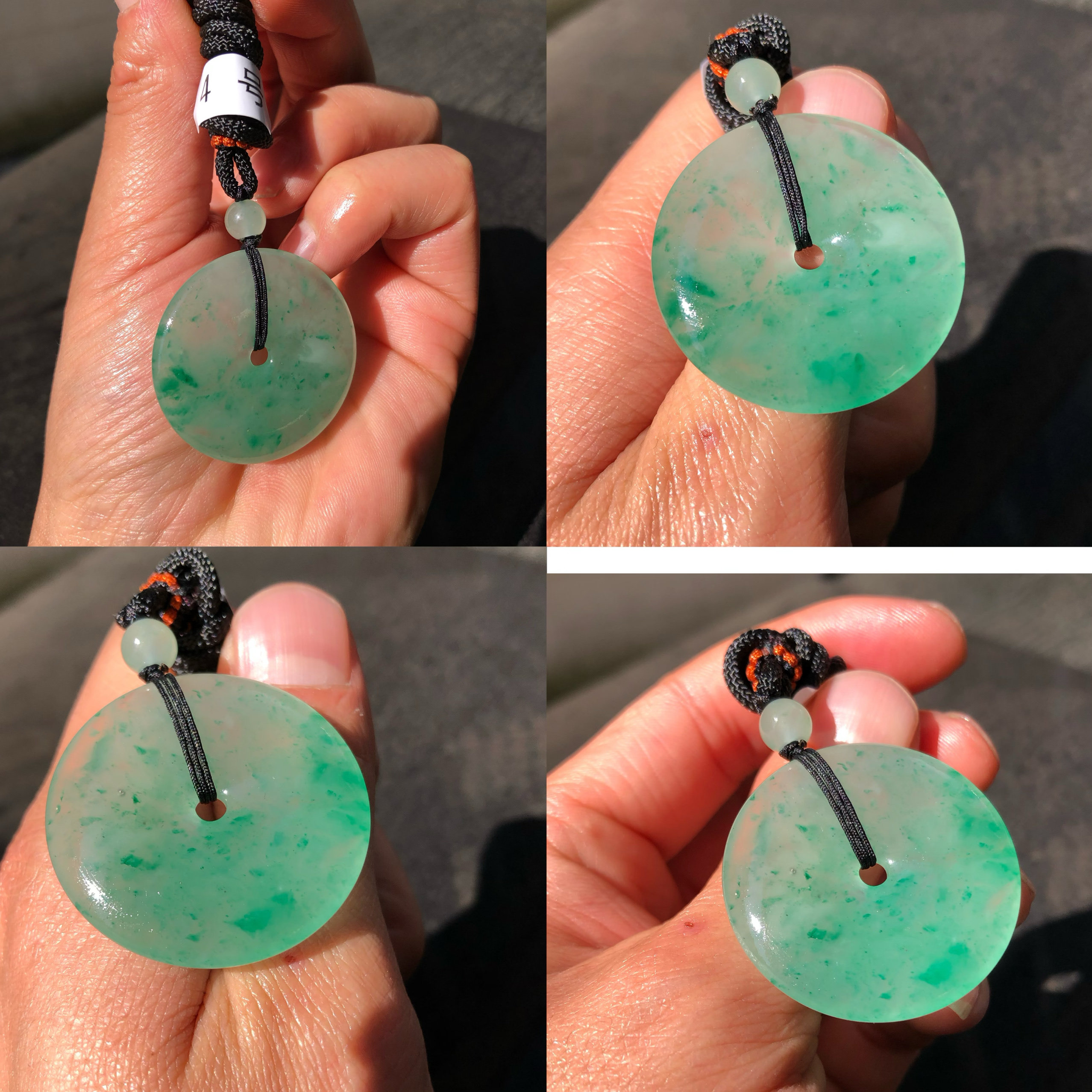 纯天然非洲翠高冰飘花老种老色玉石平安扣男女款项链吊坠挂件A货