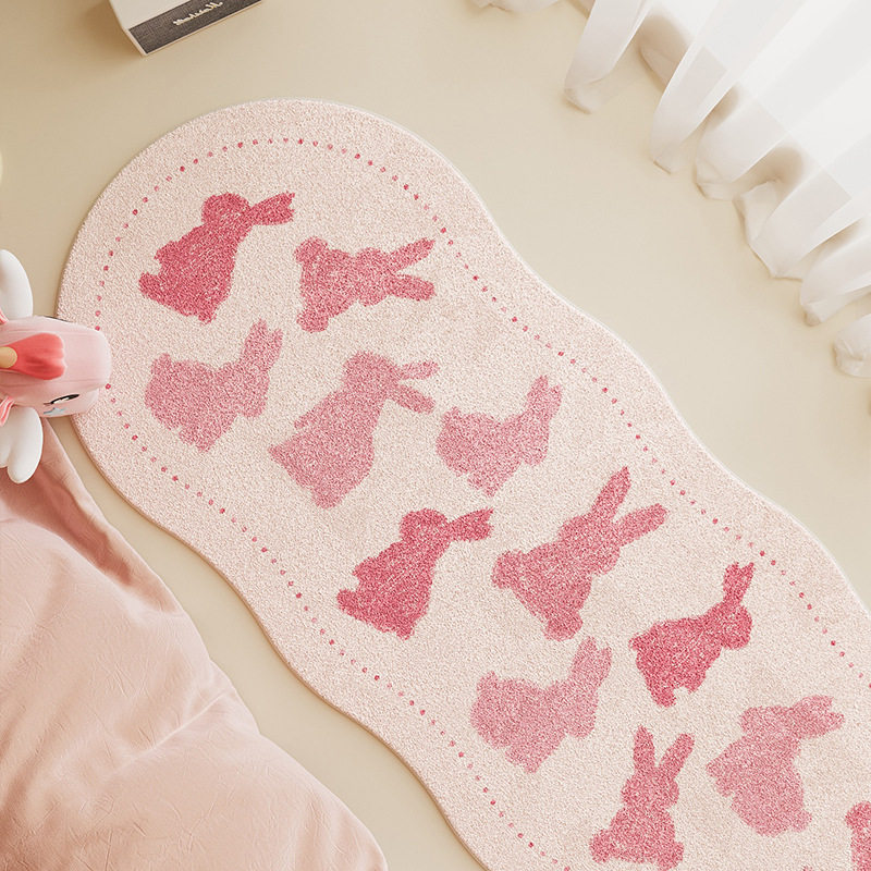 卡通粉色兔子床边毯卧室仿羊绒地垫心女孩房间床前毛绒地毯,淘宝优惠券,粉丝福利购,淘宝优惠卷