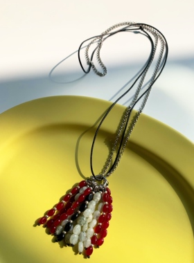 小众原创设计串珠流苏天然石项链