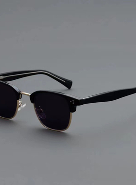 2025新款时尚复古方框墨镜网红打卡拍照遮阳防晒太阳镜黑色遮阳镜