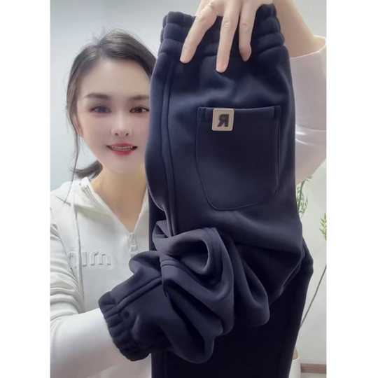 New autumn and winter women's velvet and thickened sweatpants for small people