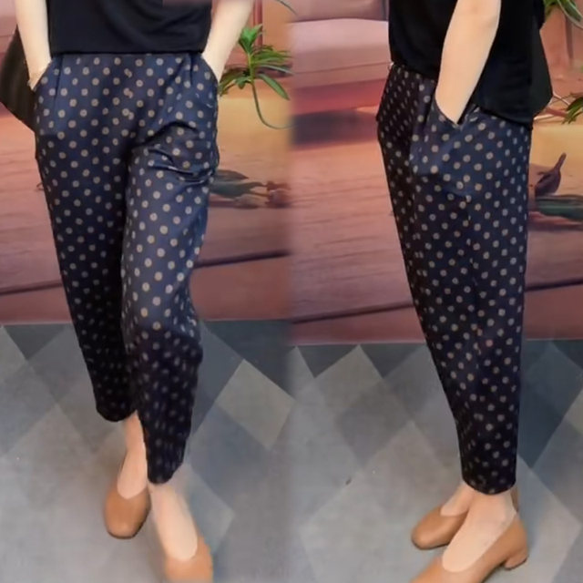 ໂສ້ງຂາສັ້ນ Polka Dot ດູໃບໄມ້ລົ່ນປີ 2025 ແອວສູງເກົ້າຈຸດ