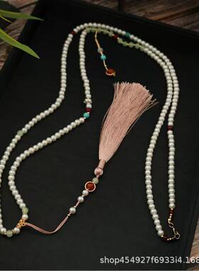 国风新中式宋锦布包包珠链挂件小众流苏斜挎链璎珞毛衣手机链配饰