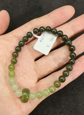 渐变色天然和田玉手链新款经典国风复古串珠生日女生礼物首饰6mm