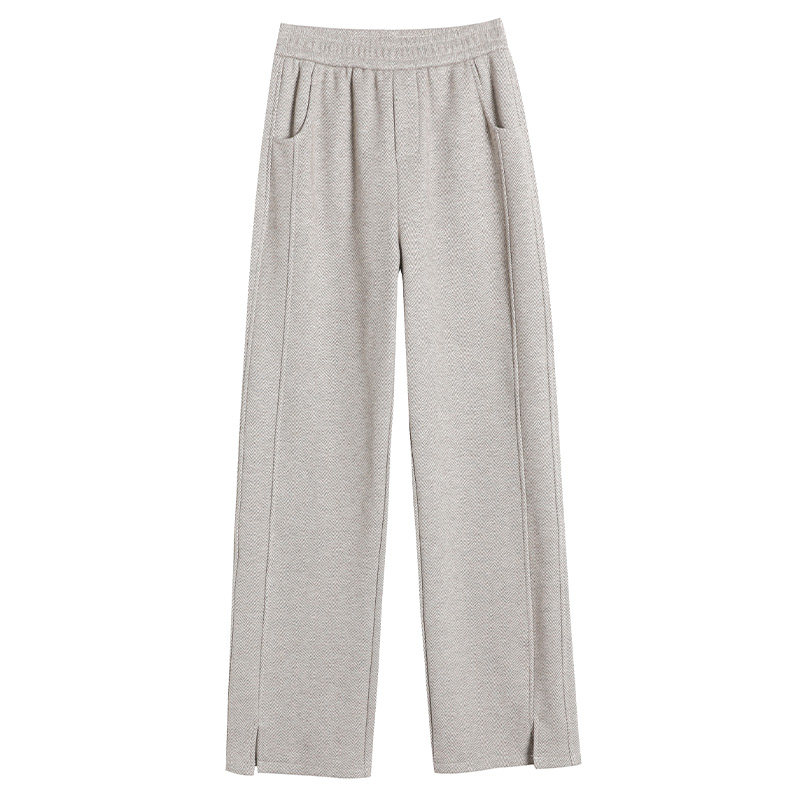 清仓捡漏～人字纹阔腿裤女春秋休闲窄版开叉直筒冬季加绒毛呢裤子,淘宝优惠券,粉丝福利购,淘宝优惠卷