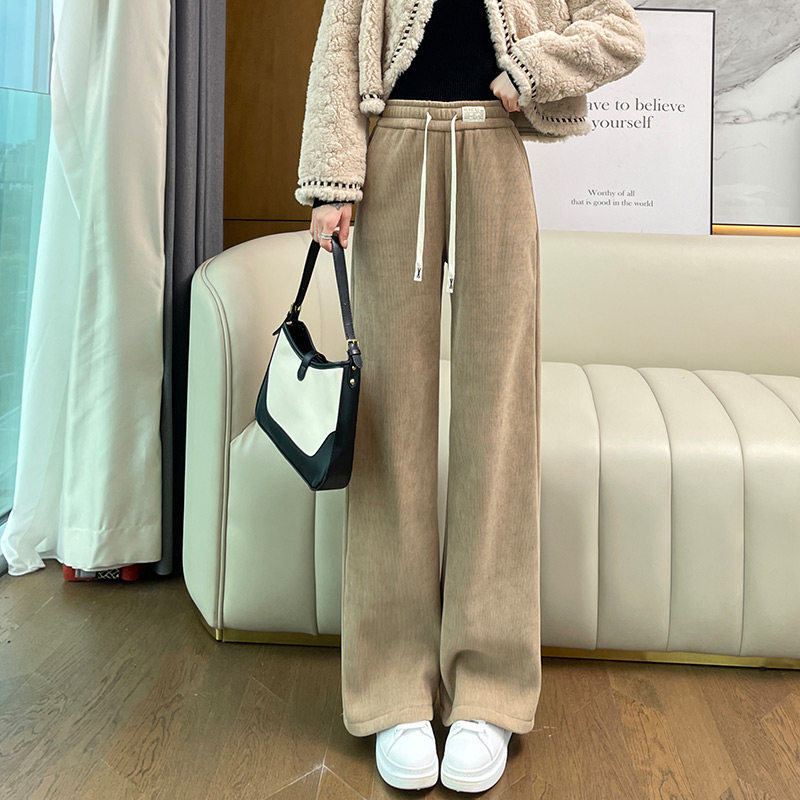 清仓捡漏～雪尼尔灯芯绒阔腿裤女春秋窄版直筒女裤冬季加绒裤子潮,淘宝优惠券,粉丝福利购,淘宝优惠卷