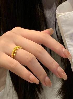 18K金色流苏波浪镀金活口戒指