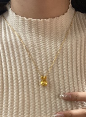 爆款甜美古法沙金凯蒂猫锁骨链子