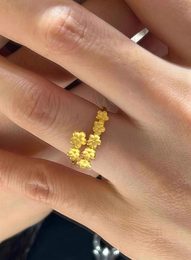 新款仿真黄金色桂花戒指