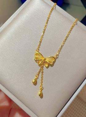 18K金色新中式花丝蝴蝶结锁骨链