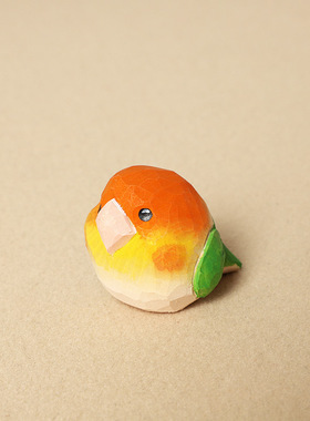 手工木雕小鹦鹉摆件治愈系可爱小鸟工位桌面装饰品送朋友生日礼物