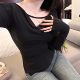 JAMAIS VU Clearance Swing Collar Style Korean niche Design Strap Waist Pleated Long Sleeve Top