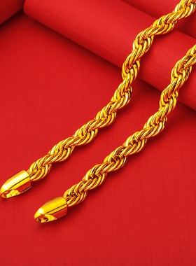 仿项链男粗麻花首饰链子情侣款锁骨链条纯首饰色饰品送朋友礼物