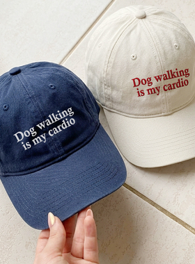 Dog walking韩国男女百搭显脸小鸭舌帽刺绣软顶棒球帽