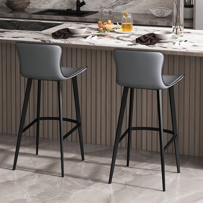 马鞍皮真皮吧台凳北欧轻奢设计师款酒吧椅家用高脚凳岛台餐椅7261,淘宝优惠券,粉丝福利购,淘宝优惠卷