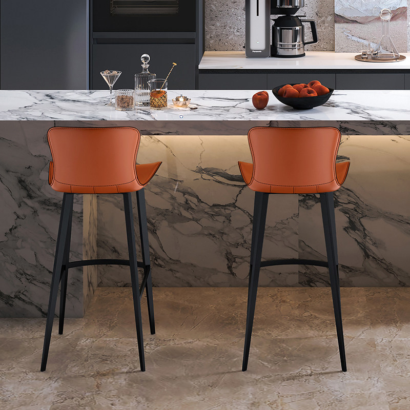 马鞍皮真皮吧台凳北欧轻奢设计师款酒吧椅家用高脚凳岛台餐椅7261,淘宝优惠券,粉丝福利购,淘宝优惠卷