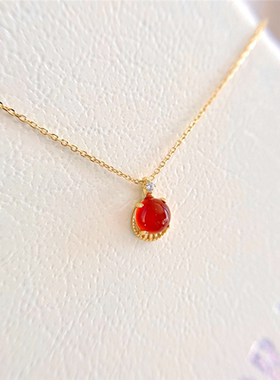 【Bloo·朱砂】天然红玛瑙项链银镀金锁骨链女小众礼物