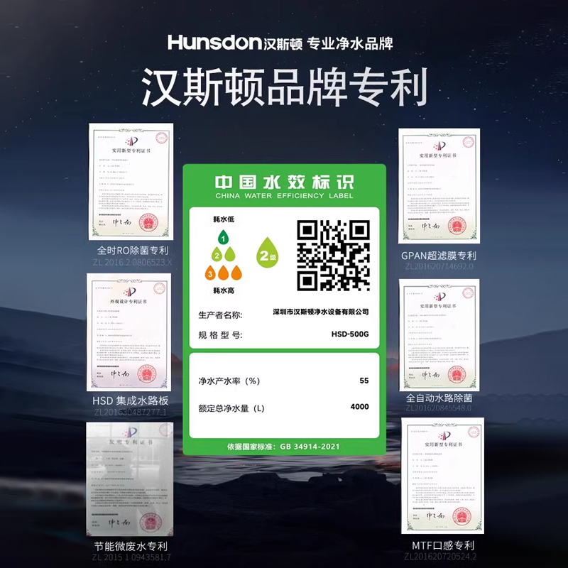 汉斯顿净水器家用直饮自来水过滤器双出水厨房反渗透纯水机C2