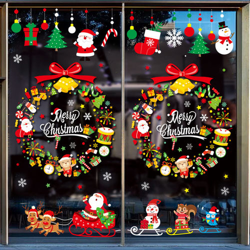 圣诞节装饰贴纸圣诞树静电贴玻璃门气氛场景布置橱窗挂件窗花贴 - 图2