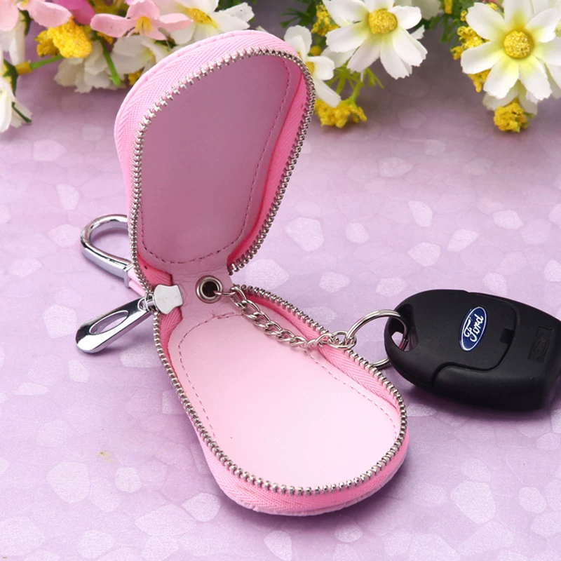Fresh leather key bag, creative shoulder bag, cute keychain, South Korea, genuine leather