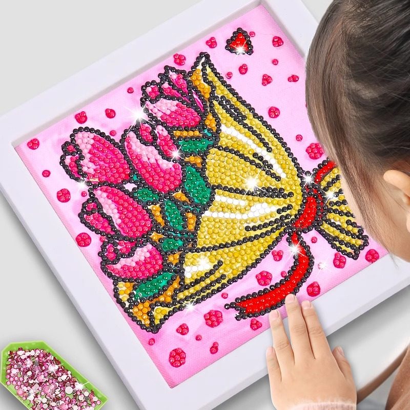 母亲节手工diy钻石画儿童砖石贴画女孩贴钻画手工艺品制作材料包_虎窝淘