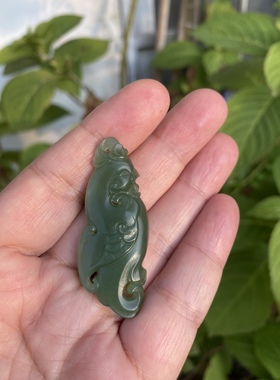 天然和田玉碧玉朱雀吊坠镂空挂件