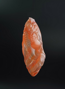 南红雕刻天然和田玉俏色锦鲤吊坠