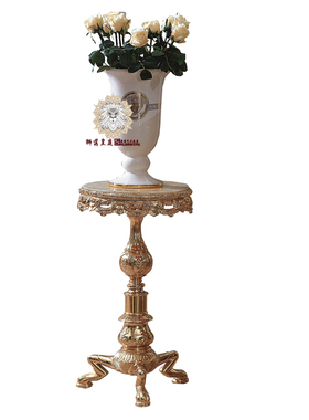 欧式风纯铜玫瑰金大理石花架