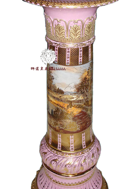 欧式风纯手工彩绘花几装饰摆件