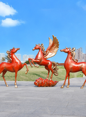 2026马年新款玻璃钢户外雕塑商场小区景区春节氛围美陈装饰品摆件