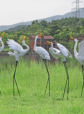 户外仿真白鹭仙鹤雕塑摆件
