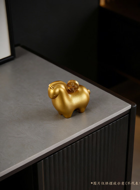 新品 黄铜中式马上有钱摆件马年生肖年会礼品客厅办公室桌面把玩