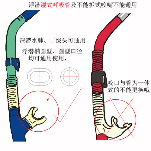 通用型深浮潜一次性咬嘴 全干式呼吸管器二级头吸嘴硅胶潜水咬胶 - 图3