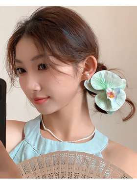 Willa｜薄荷曼波网纱花朵发夹碎发刘海夹海边度假风氛围感头饰女