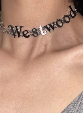 willa｜热款chocher土星立体字母项链轻奢高级感英文朋克链条颈圈