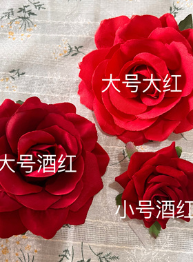 红玫瑰花朵发夹拍照网红花朵发夹