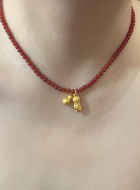 Willa｜福禄生花新中式红玛瑙串珠项链氛围感葫芦吊坠小众毛衣链
